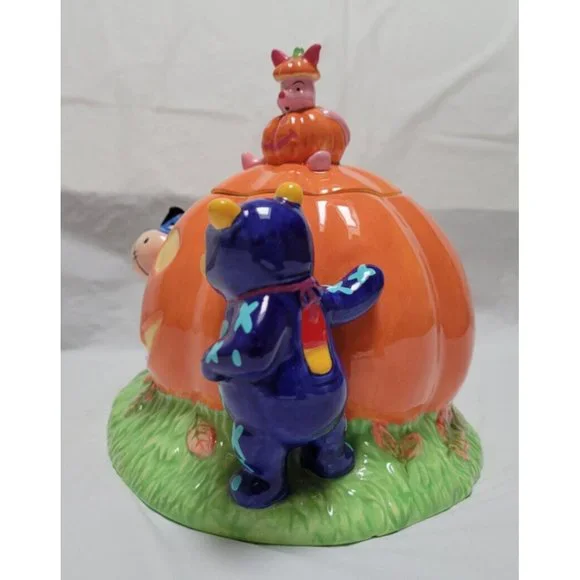 Vintage 1998 DISNEY STORE Halloween Cookie Jar Pooh Piglet Eeyore in Cos… - Picture 3 of 11